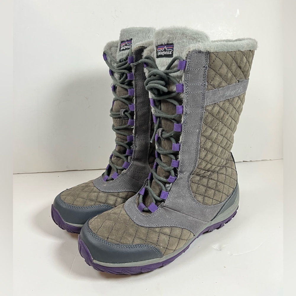 Patagonia WinterTide Waterproof Boots Faux Fur Quilted Size 9.5